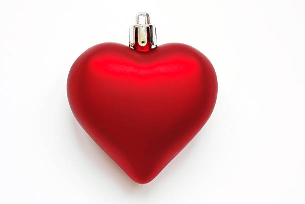 istock Red heart Christmas ornament isolated on white 91449202