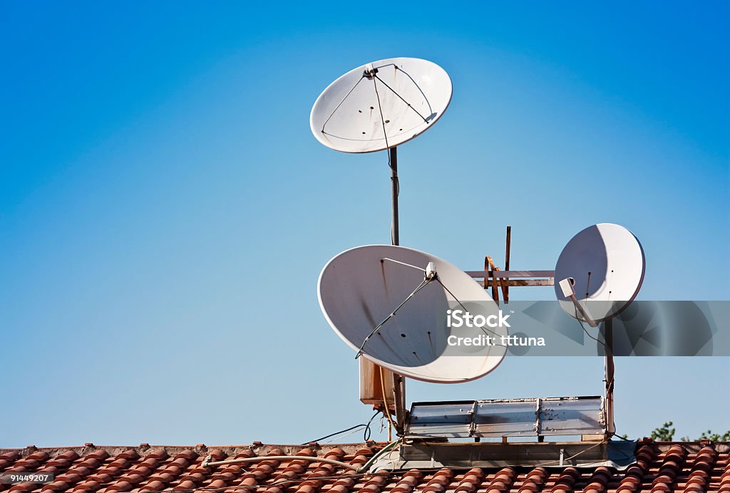 white Fernsehen Satelliten-Regeln verschiedene Möglichkeiten - Lizenzfrei Fühler Stock-Foto