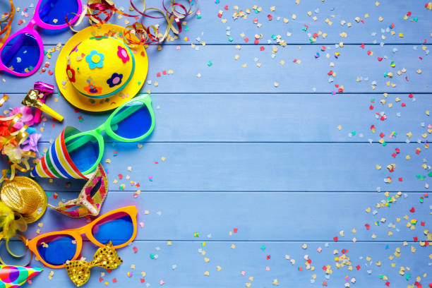 fondo de cumpleaños o carnaval de fiesta colorido - fasching fotografías e imágenes de stock