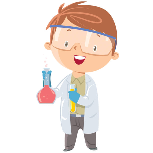 scientist boy vector art illustration