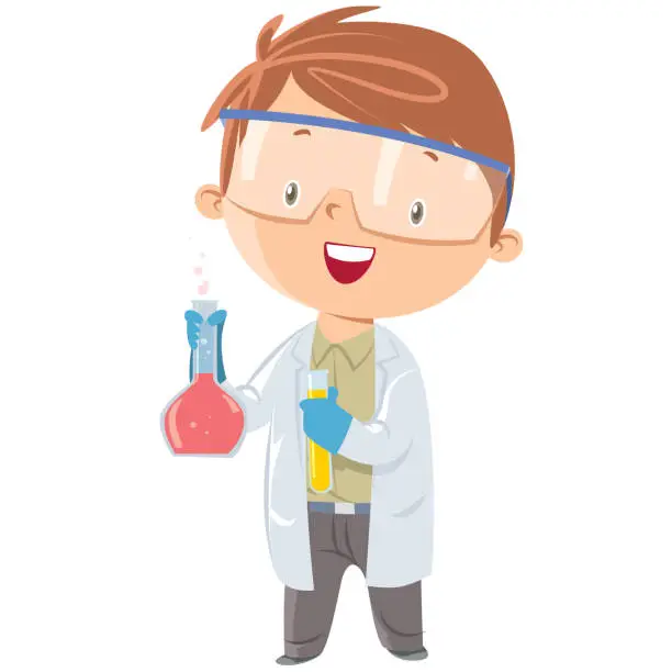 Vector illustration of scientist boy