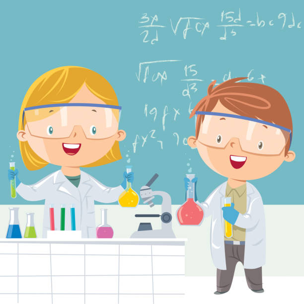 Scientist student Vector scientist student schoolgirl uniform stock illustrations