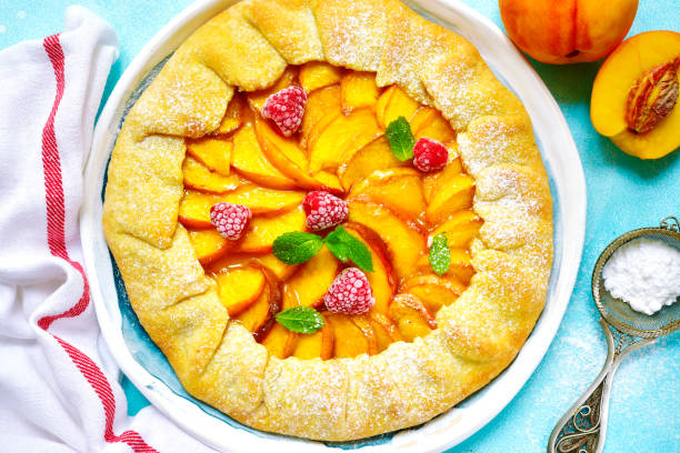 istock Delicious summer dessert peach galette 914507896