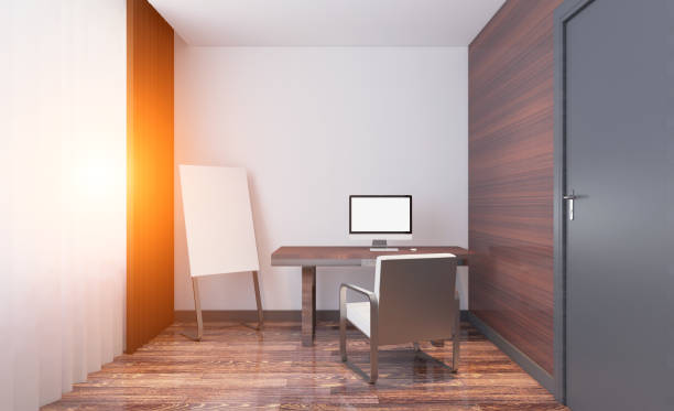istock Modern office Cabinet. Meeting room. 3D rendering.. Sunset 914512814