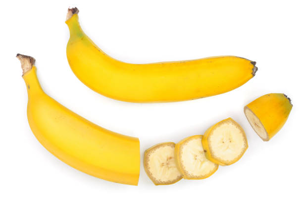 istock banana sliced isolated on white background. Top view. Flat lay 914516990