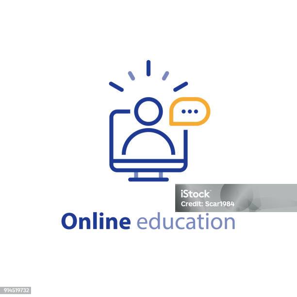Online Education Concept Line Icons Internet Learning Courses Distant Studying Stock Illustration - Download Image Now