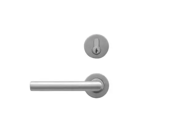 Metal door handle lock  isolated on white