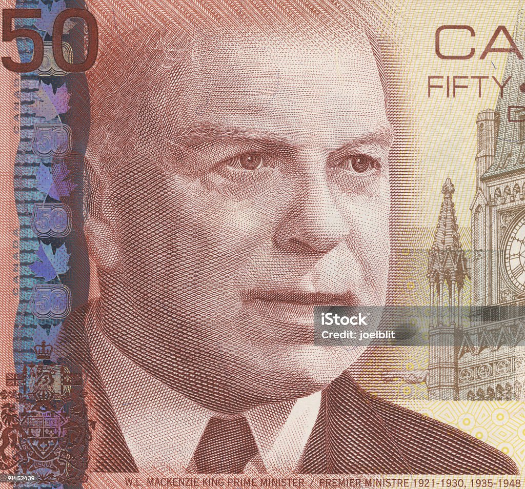 William Lyon Mackenzie King - Foto stock royalty-free di Banconota da 50 dollari canadesi