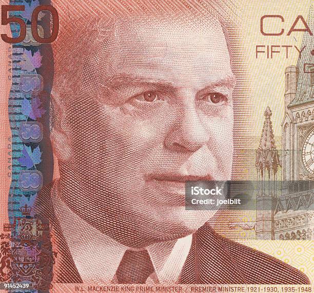 William Lyon Mackenzie King - Fotografie stock e altre immagini di Banconota da 50 dollari canadesi - Banconota da 50 dollari canadesi, Valuta canadese, Canada