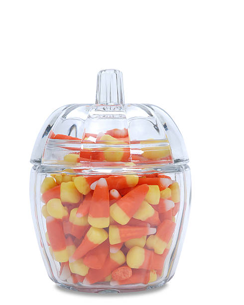 candy corn dish on white stock photo