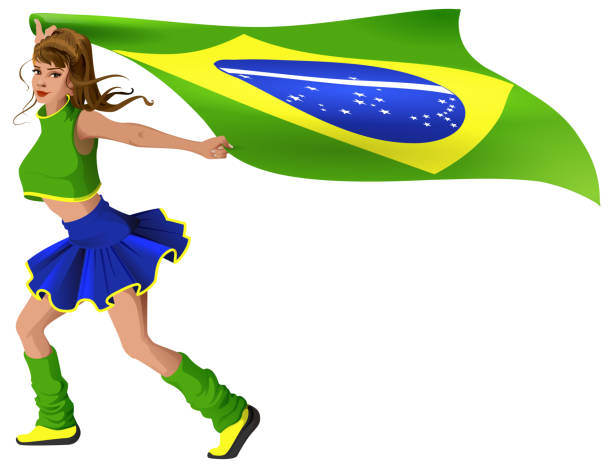 Brazilian Group Happy Cheerleaders Dressed Green Stock Photo 181445123