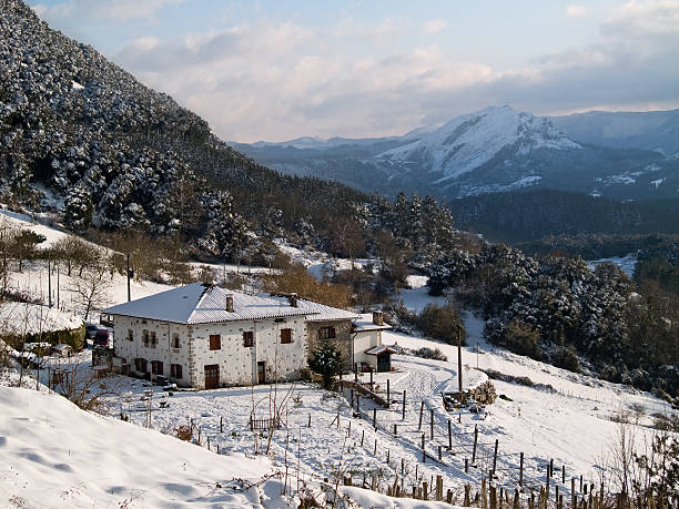 istock Mountain lodge covered by snow, winter season 91453098