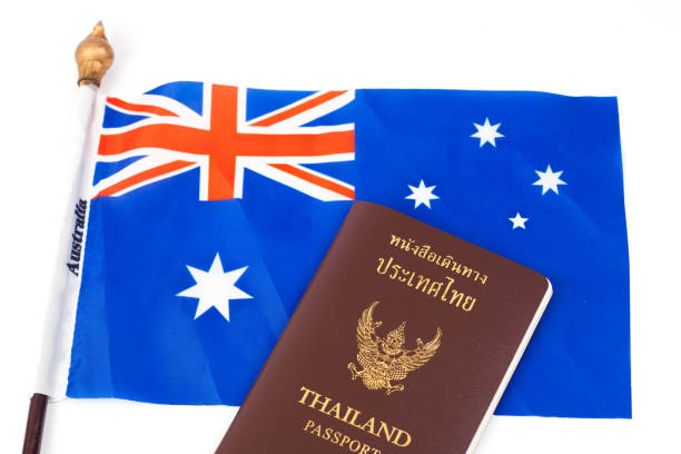 istock Education in Australia concept,passport on Australia flag 914533436