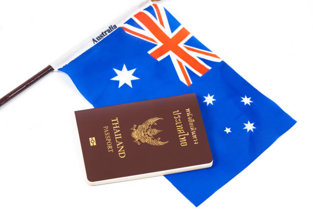 istock Education in Australia concept,passport on Australia flag 914533440