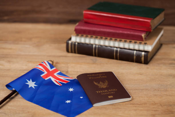 istock Education in Australia concept,passport on Australia flag 914533482