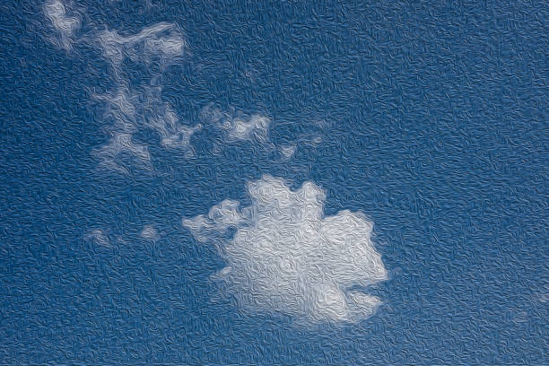 Cloudy blue sky oil paint effect. Oil painting technic color on the cloudy blue sky image background. photoshop texture stock pictures, royalty-free photos & images