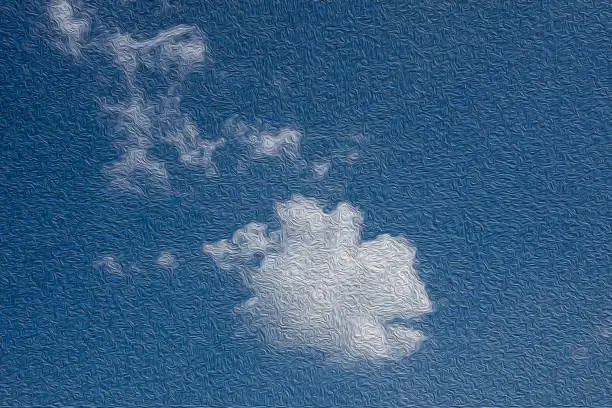 Photo of Cloudy blue sky oil paint effect.