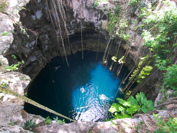 istock Cenote sink hole Oxman from above 914540838