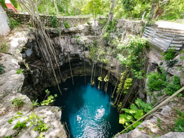 Cenote sink hole Oxman in Yucatan, Mexico, 2017 seen from above