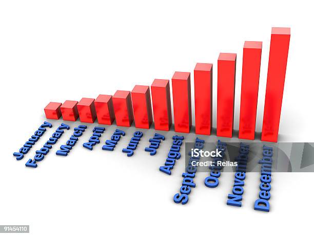 3d Month Graph Stock Photo - Download Image Now - Graph, Three Dimensional, Blue