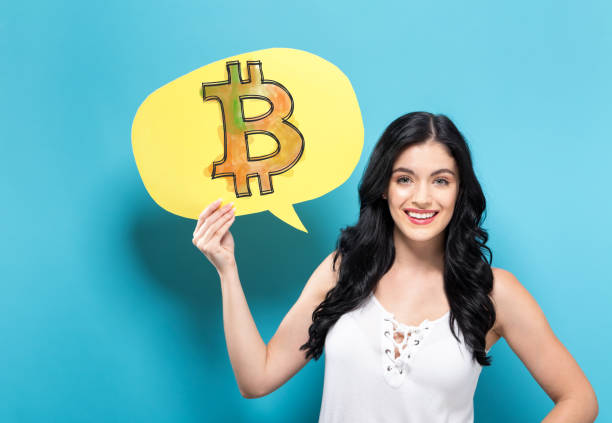 istock Bitcoin with woman holding a speech bubble 914541214