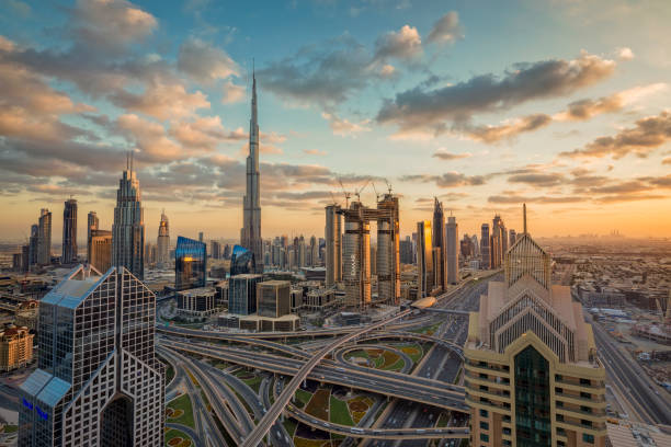 istock City lights in Dubai at sunset 914541588