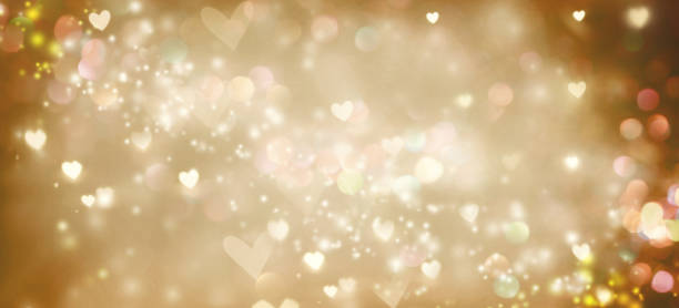 Shiny hearts and abstract lights background