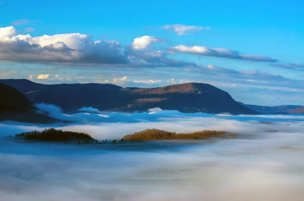 Fog over the valley from the Norton Overlook in Norton, Virginia.