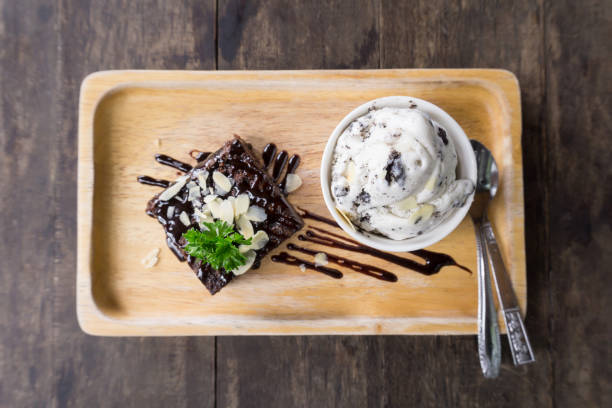 Ice cream and brownie