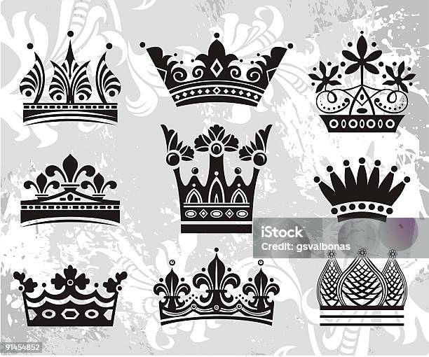 Vector Crowns Stock Illustration - Download Image Now - Art, Backgrounds, Black Color