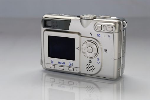Digital camera, Nikon coolpix 4200, from behind with a tft screen and buttons and viewfinder