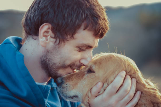 istock Guy and his dog, golden retriever, nature 914552380