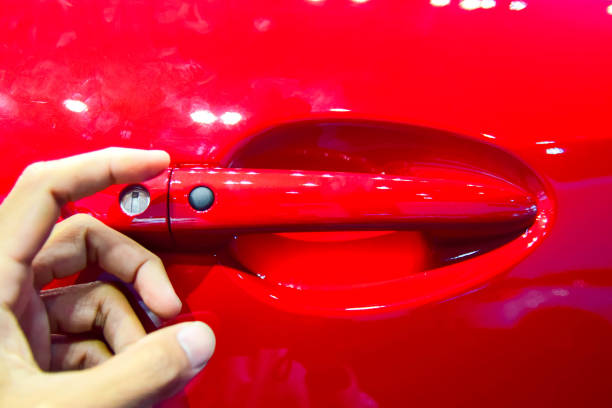 This hand for insert rear door open car. for transport and automotive image