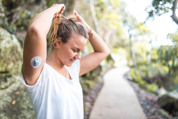 Diabetic woman preparing for a run