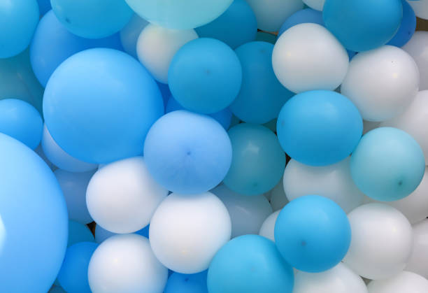 istock Full Frame Shot Of Blue And White Balloons 914581990