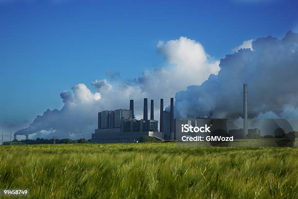 Загрязнение Электростанция — стоковые фотографии и другие картинки Архитектура - Архитектура, Без людей, Белый