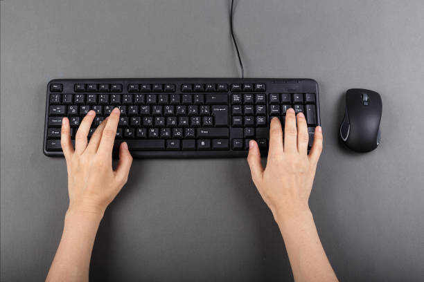istock two female hands on the keyboard, work in the office, office equipment 914589086