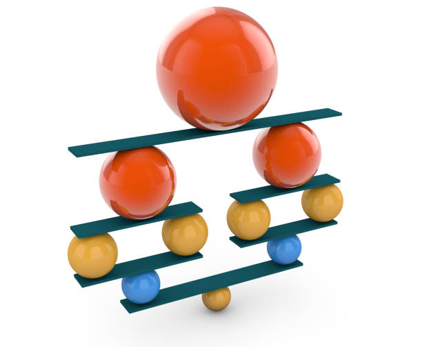 istock 3d rendering. Colorful balls in perfect balance 914591132