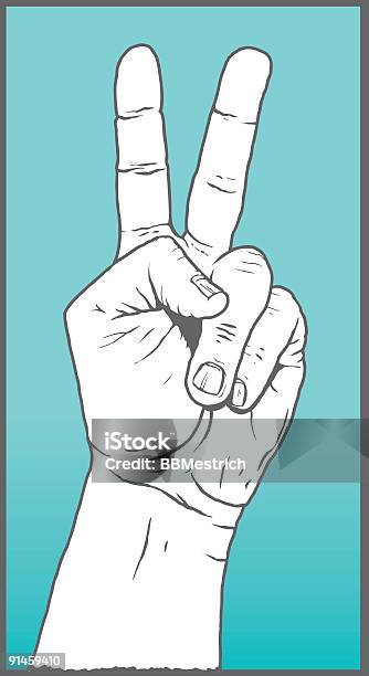 Vetores de Mão Vitória e mais imagens de Dedo humano - Dedo humano, Gesticular, Ilustração e Pintura