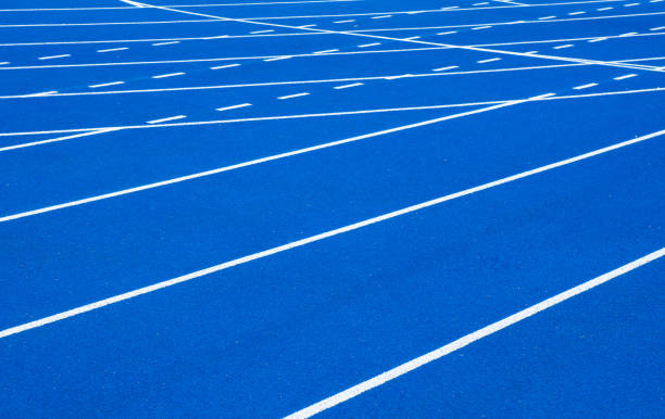 istock Full Frame Shot Of Blue Running Track 914595548