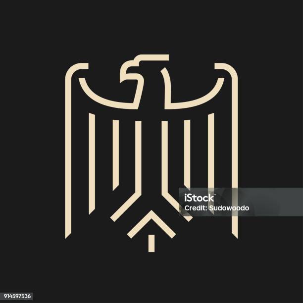 Abstract Minimal Eagle Symbol Stock Illustration - Download Image Now - Germany, Eagle - Bird, German Culture