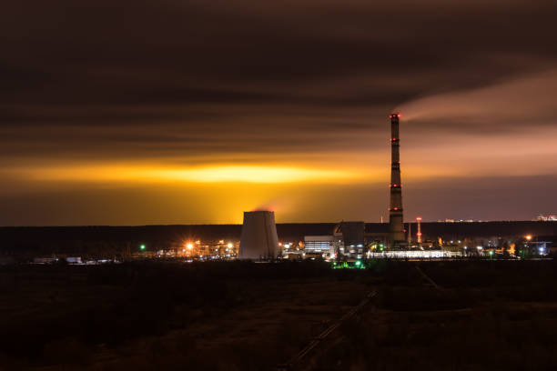 Heat powre plant on a cold winter night