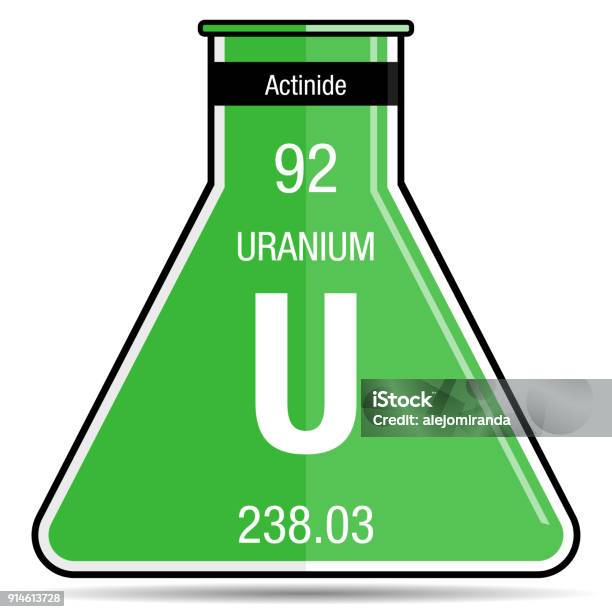 Elemento 92 Ilustración de Símbolo De Uranio En Matraz Química Elemento Número 92 ...