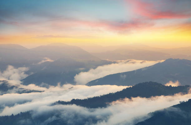 istock Mountain valley during sunrise. Natural summer landscape 914629568