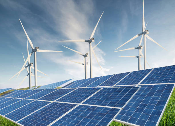 istock Solar panel  and wind power station. Ecological energy concept and idea 914630296