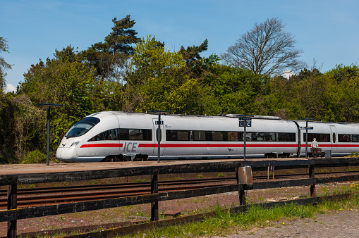 Vordingborg Denmark - May 3. 2014: ICE-TD train from DB and DSB at the platform at Vordingborg train station