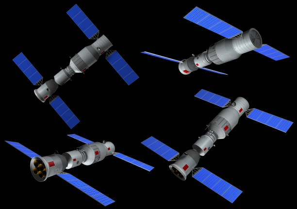 istock 3D model of Chinese space station Tiangong in different positions 914636362