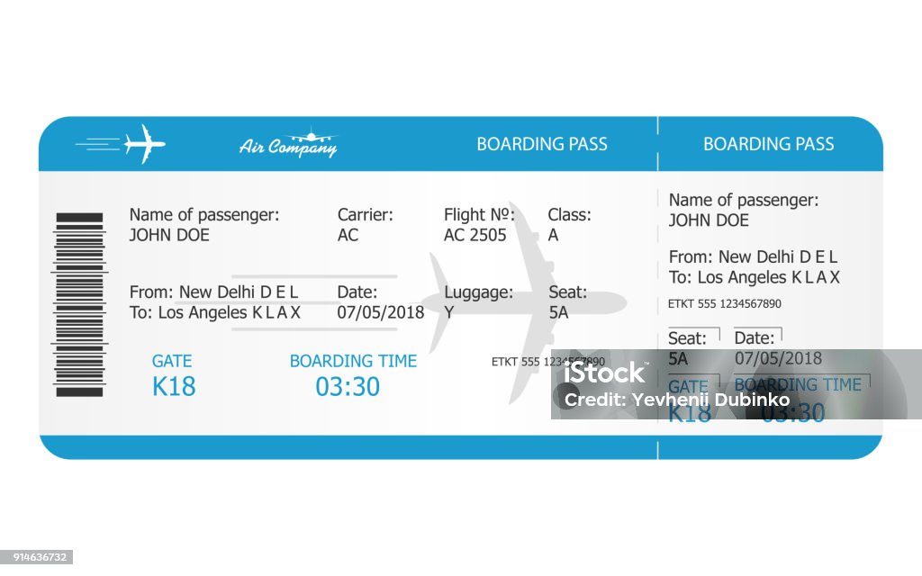 Boarding pass ticket template. Airplane ticket. online Booking airline ticket concept Boarding pass ticket template. Airplane ticket. online Booking airline ticket concept. Vector Airplane Ticket stock vector