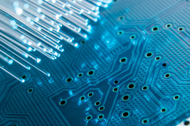 istock Optical fibers with an electronic printed circuit board. 914640926