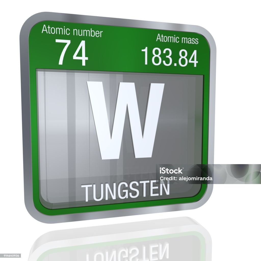 Tungester Tungsten Symbol In Square Shape With Metallic Border And Transparent ...